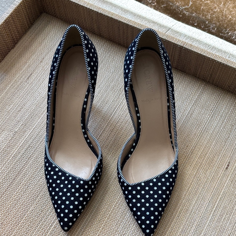 J. Crew Black and White Polka Dot Heels